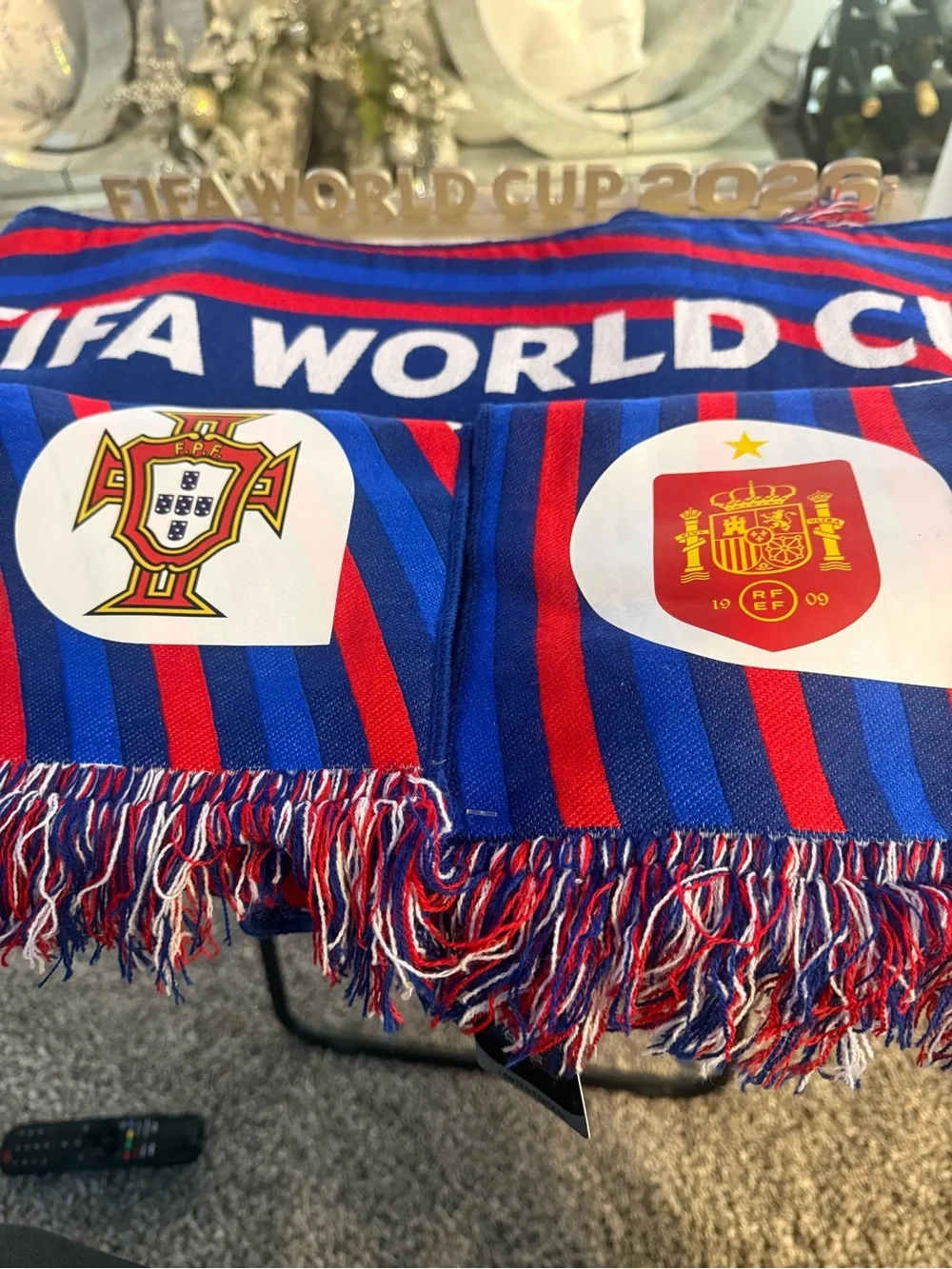 FIFA World Cup 2026 Portugal vs Spain Limited Edition Blue & Red Supporter Scarf